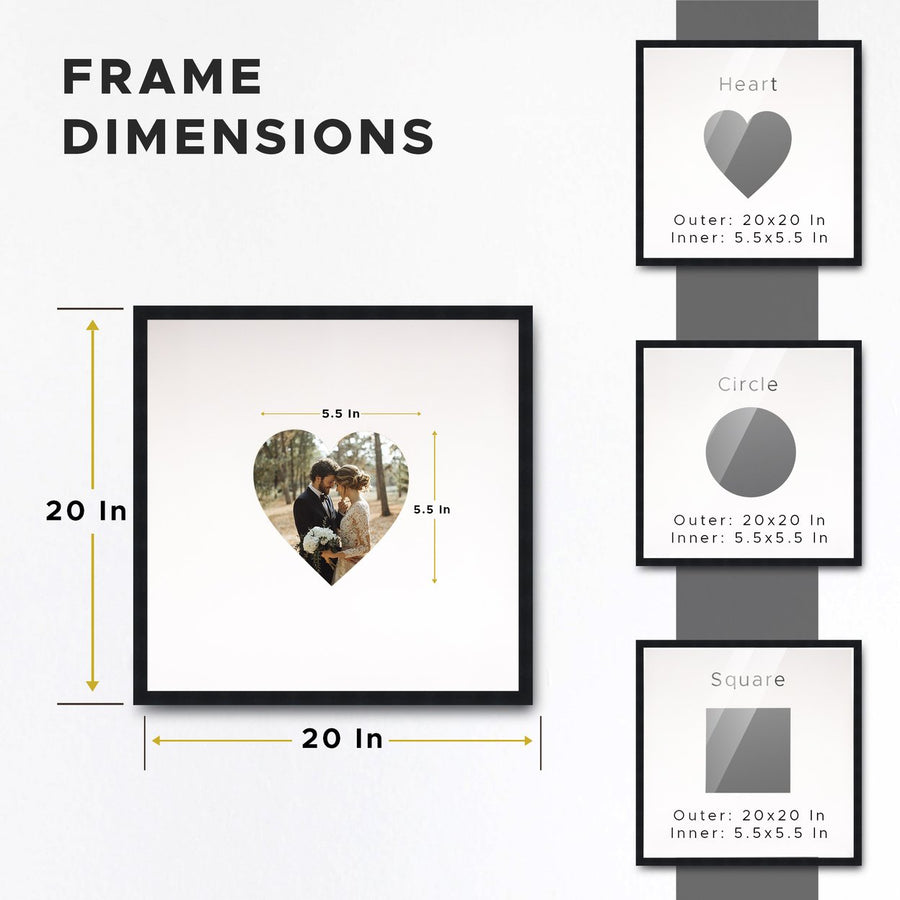 Autograph White Wood Frame with Heart Yellow Mat - Perfect for Event Signatures, Full-Color Pen Set Included - 3 Sizes Image 1