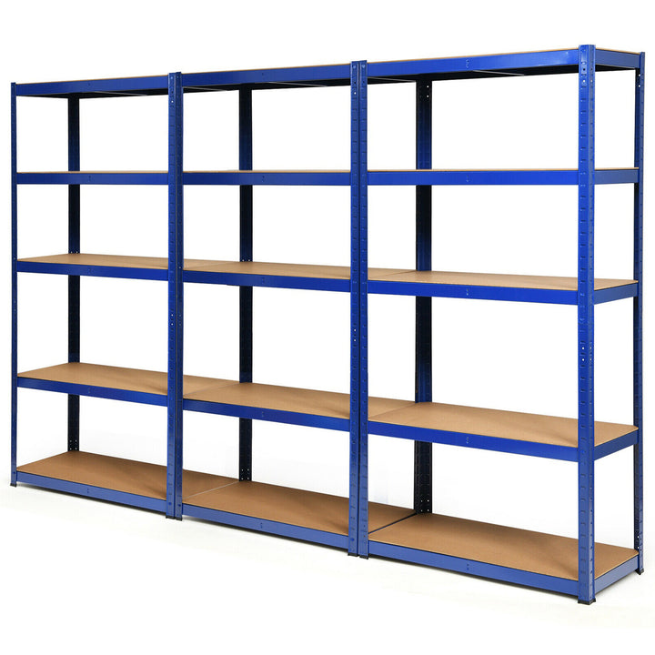 1/2/3/4PCS 72 Metal 5-Tier Garage Storage Rack Shelf Adjustable Freestanding Blue Image 4