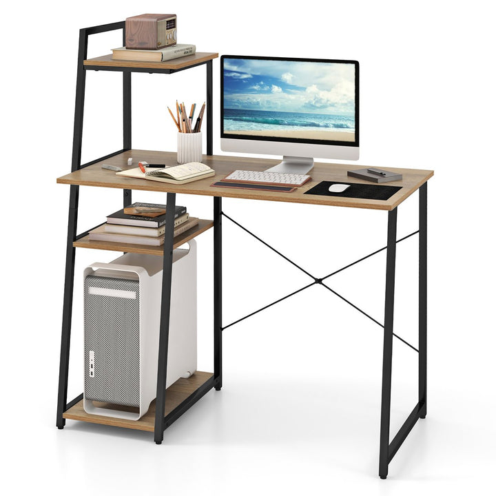 Computer Study Desk Writing Table Workstation w/ 4-Tier Storage Shelves Image 5