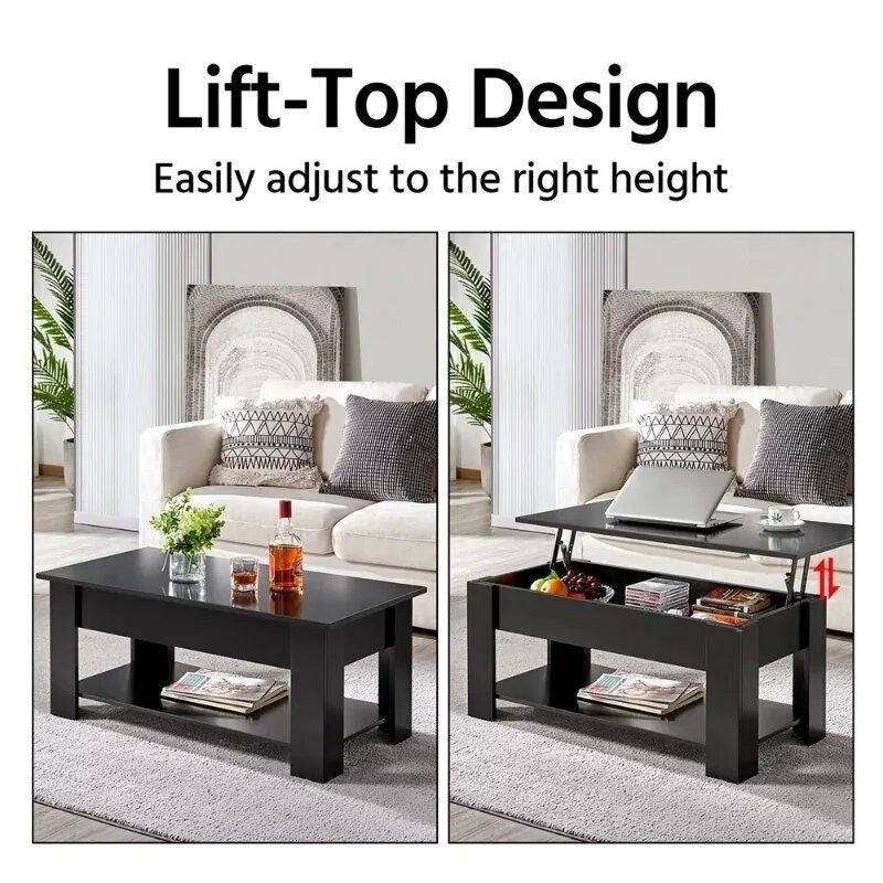 Sleek 38.6 Lift Top Coffee Table with Storage Image 3