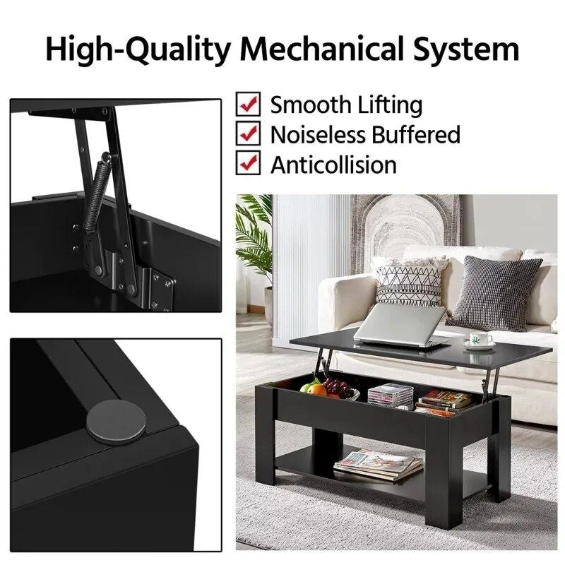 Sleek 38.6 Lift Top Coffee Table with Storage Image 4