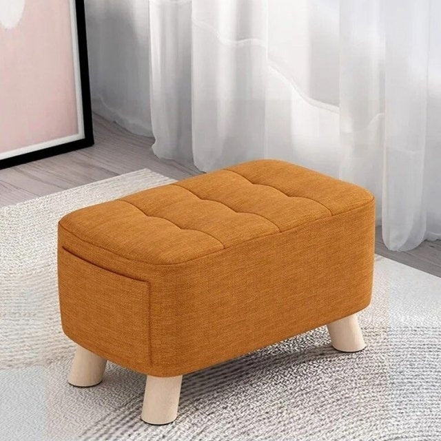 Modern Minimalist Wooden Ottoman and Stool Image 1