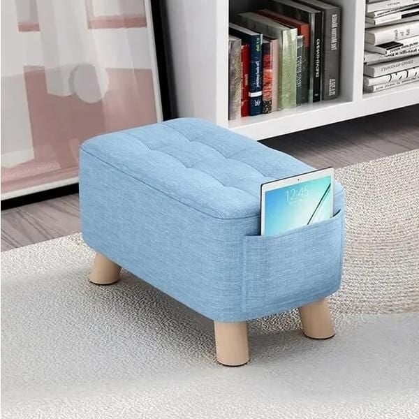 Modern Minimalist Wooden Ottoman and Stool Image 2