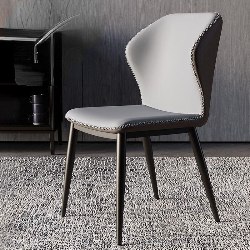 Modern Nordic Leather Dining Chair with Handrails Image 2