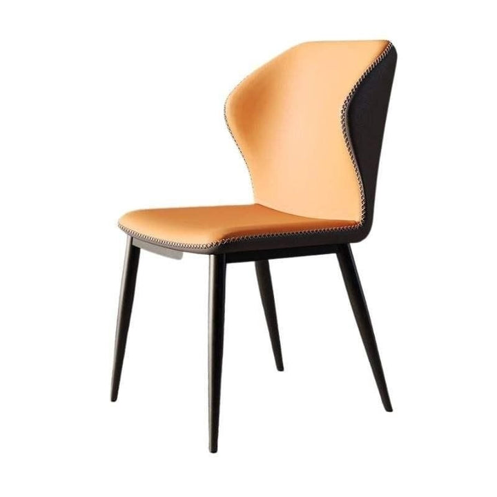 Modern Nordic Leather Dining Chair with Handrails Image 4