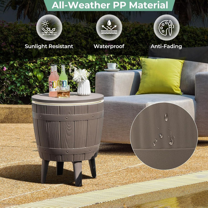 Giantex Cooler Side Table Outdoor - 10 Gallon Cooler Table with Drainage Plug, Adjustable Height, 3-in-1 Ice Cooler Image 7