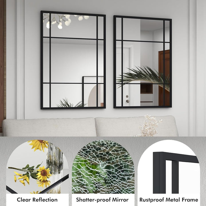 CHARMAID Window Wall Mirror - 40" x 28" Decorative Wall Mounted Mirror, Metal Framed Mirror for Living Room Entryway Image 5