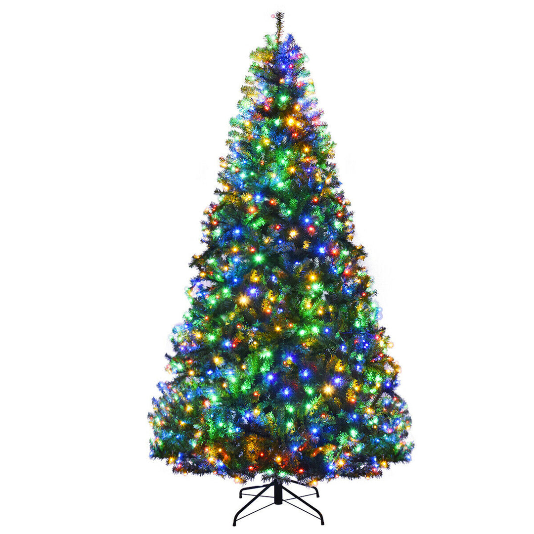 5-9FT Pre-Lit Christmas Tree Hinged Artificial Tree w/ Metal Stand LED Lights Image 7