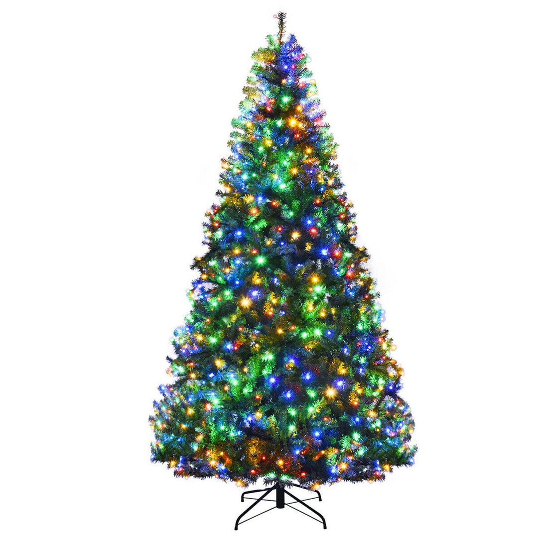 5-9FT Pre-Lit Christmas Tree Hinged Artificial Tree w/ Metal Stand LED Lights Image 1