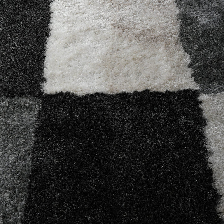 Rugsotic Hand Tufted Shag Area Rug 6x9 Geometric Black Silver Polyester K00018 Image 3