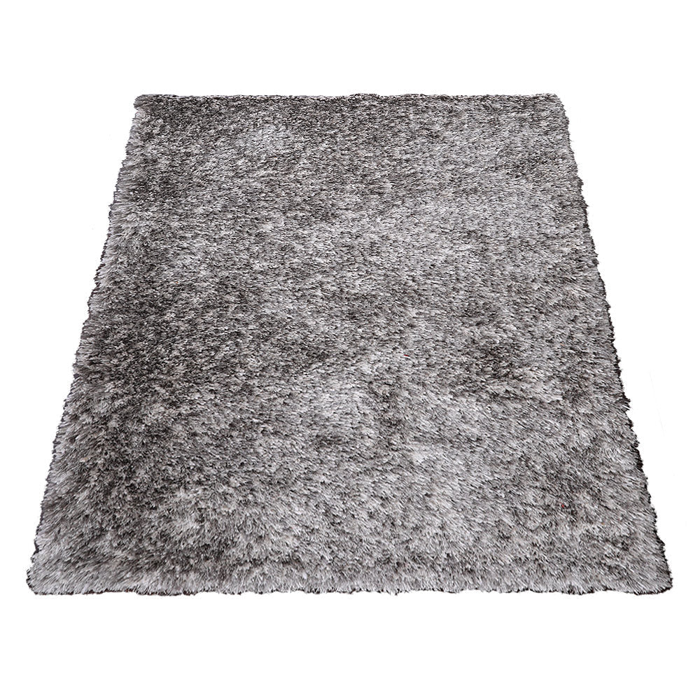 Rugsotic Hand Tufted Shag Area Rug Solid Gray White 5x7 Polyester K00111 Image 3