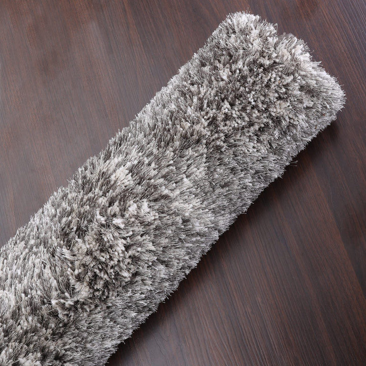 Rugsotic Hand Tufted Shag Area Rug Solid Gray White 5x7 Polyester K00111 Image 7