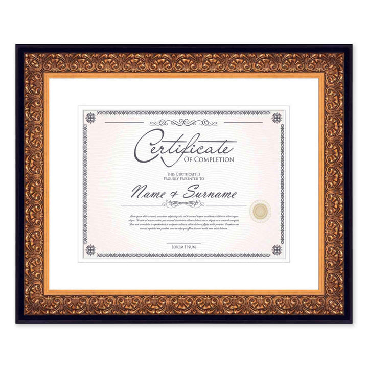 Gold Diploma Frame for Certificate, Acid-Free White Mat, UV Acrylic, Backing, and Hanging Hardware, 8 Sizes Available Image 1