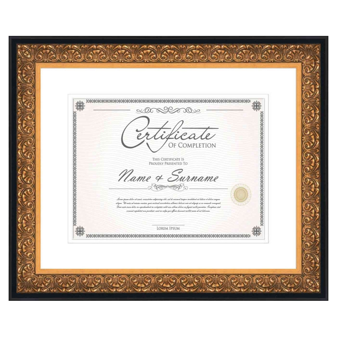 Gold Diploma Frame for Certificate, Acid-Free White Mat, UV Acrylic, Backing, and Hanging Hardware, 8 Sizes Available Image 7