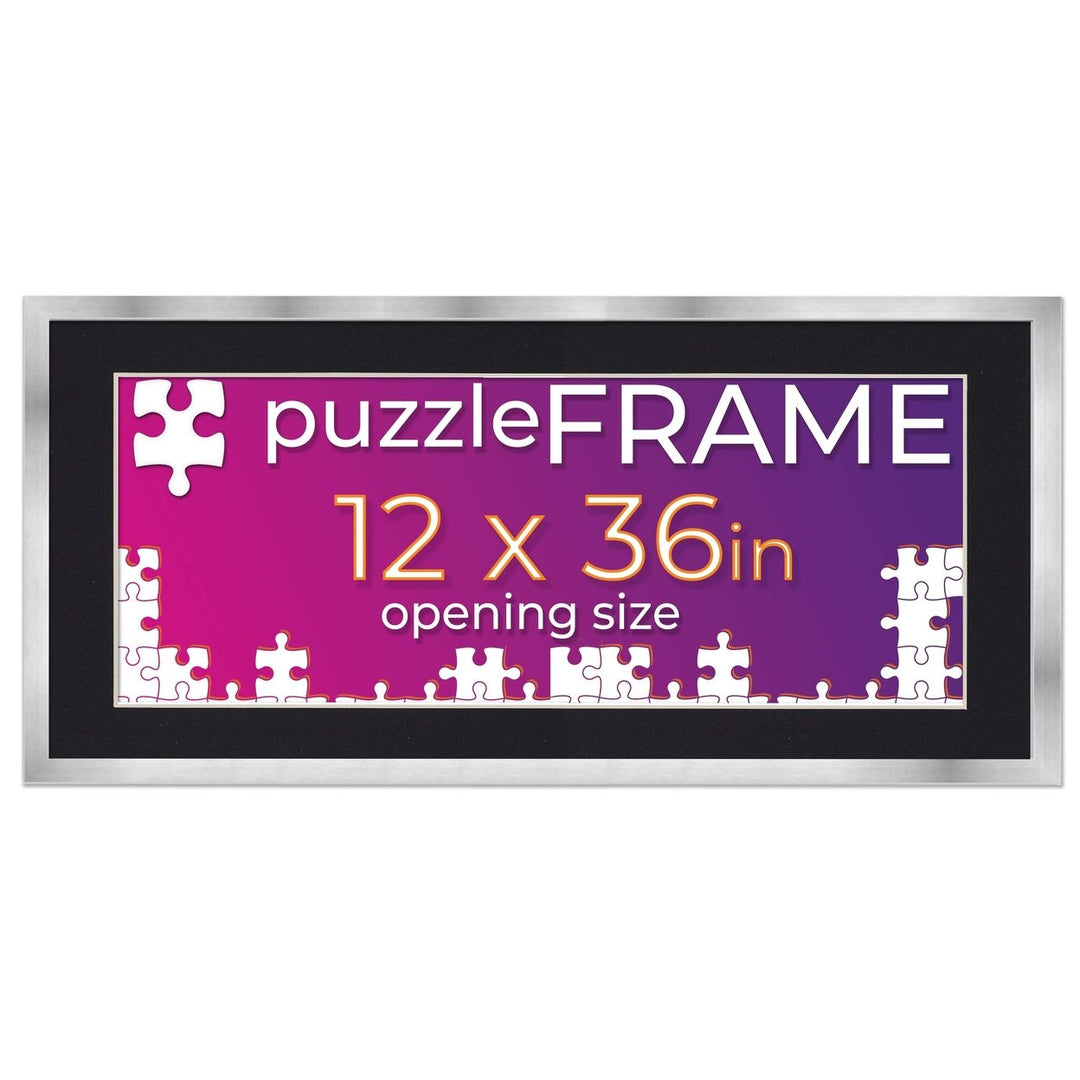 Silver Wood Puzzle Frame Kit with Glue Sheets, Black Mat, Backing, UV Acrylic - Available in 20 Popular Sizes Image 3