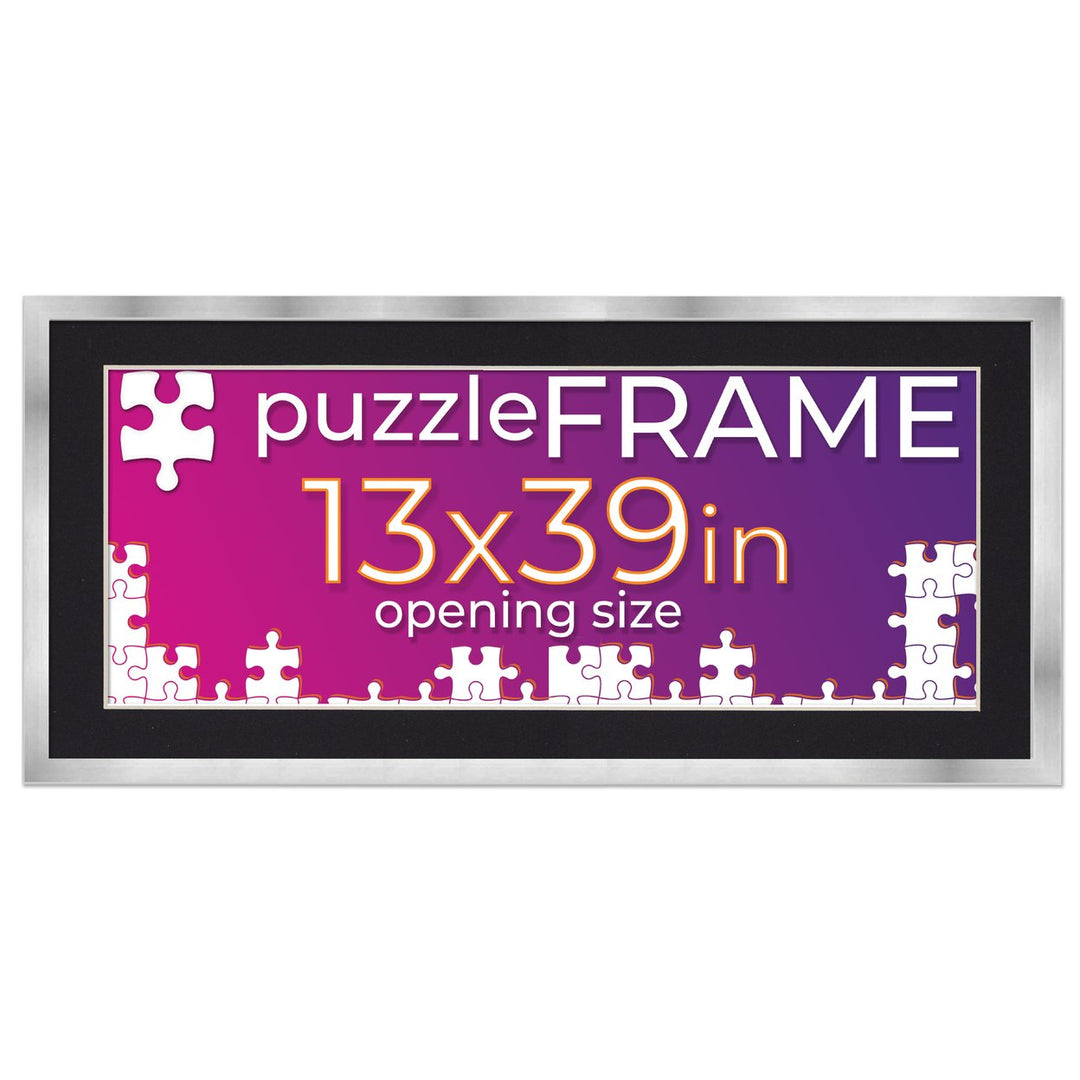 Silver Wood Puzzle Frame Kit with Glue Sheets, Black Mat, Backing, UV Acrylic - Available in 20 Popular Sizes Image 4