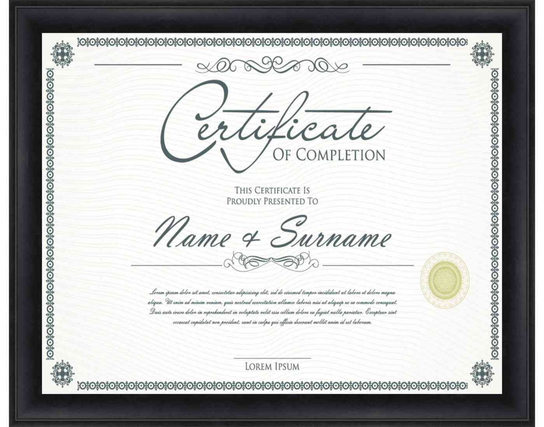 Modern Black Diploma Frame for Certificate, Acid-Free Black Mat, UV Acrylic, Backing, and Hanging Hardware, 8 Sizes Image 3