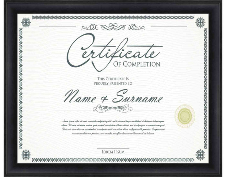 Modern Black Diploma Frame for Certificate, Acid-Free Black Mat, UV Acrylic, Backing, and Hanging Hardware, 8 Sizes Image 3