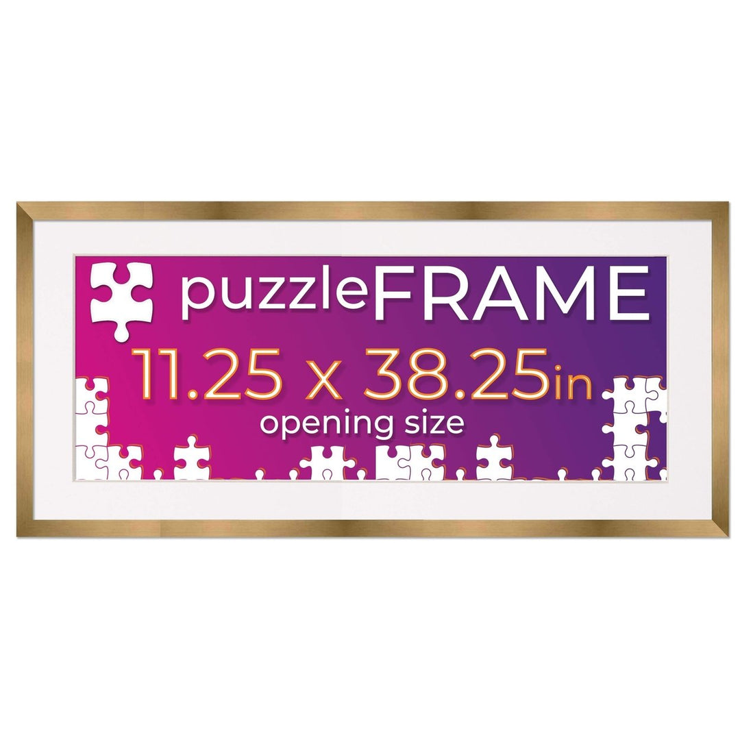 Bronze Wood Puzzle Frame Kit with Glue Sheets, White Mat, Backing, UV Acrylic - Available in 20 Popular Sizes Image 2