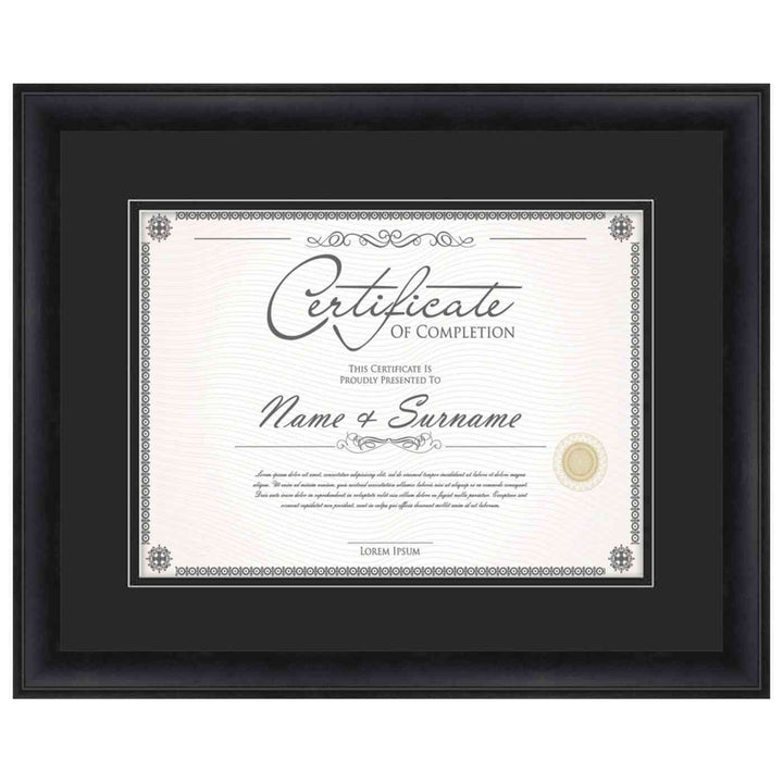 Modern Black Diploma Frame for Certificate, Acid-Free Black Mat, UV Acrylic, Backing, and Hanging Hardware, 8 Sizes Image 7