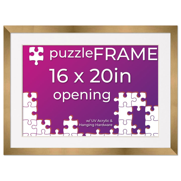 Bronze Wood Puzzle Frame Kit with Glue Sheets, White Mat, Backing, UV Acrylic - Available in 20 Popular Sizes Image 5