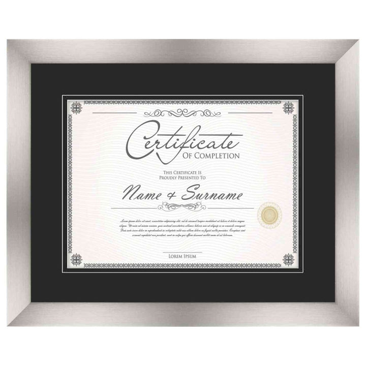 Pewter Diploma Frame for Certificate, Acid-Free Black Mat, UV Acrylic, Backing, and Hanging Hardware, 8 Sizes Available Image 7