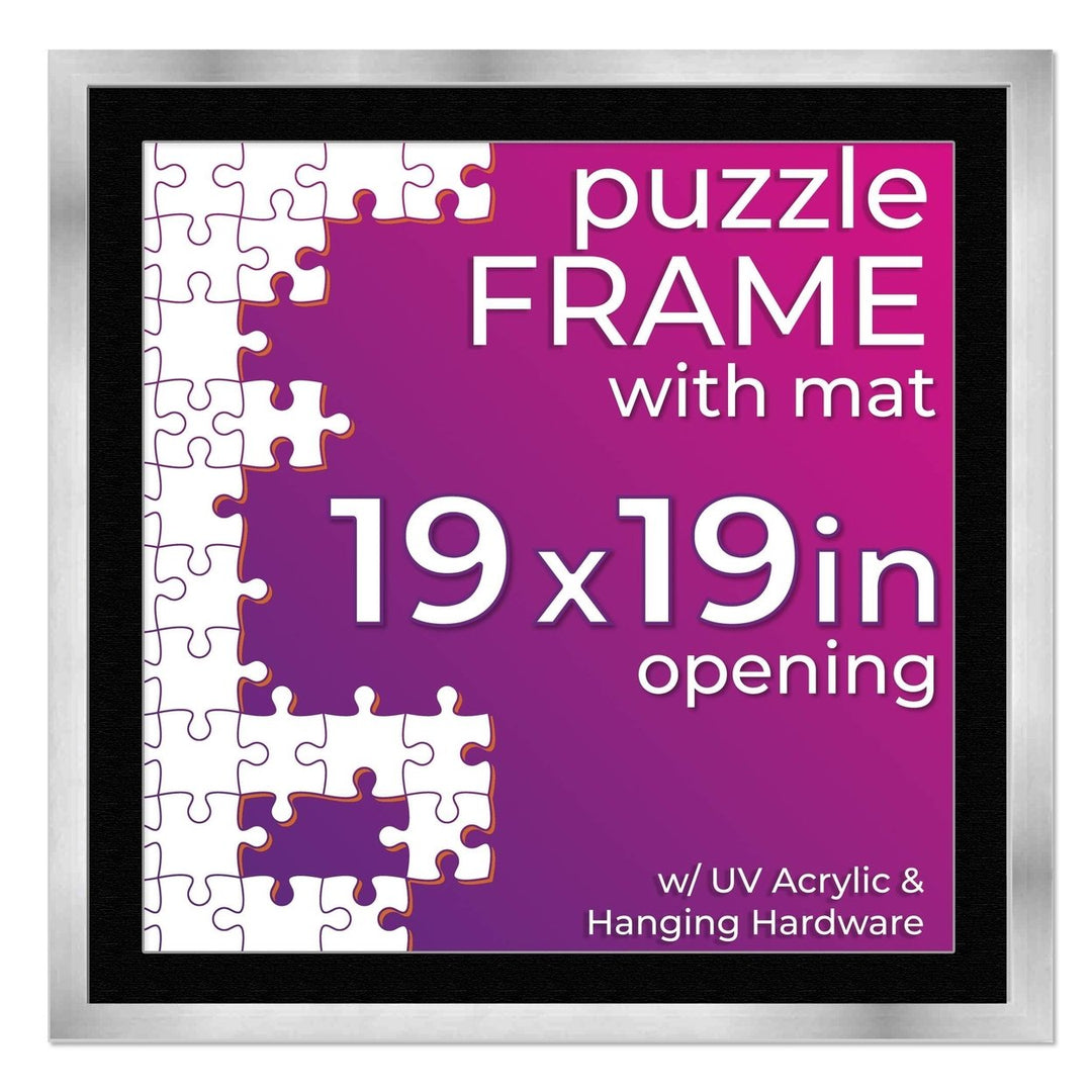 Silver Wood Puzzle Frame Kit with Glue Sheets, Black Mat, Backing, UV Acrylic - Available in 20 Popular Sizes Image 8