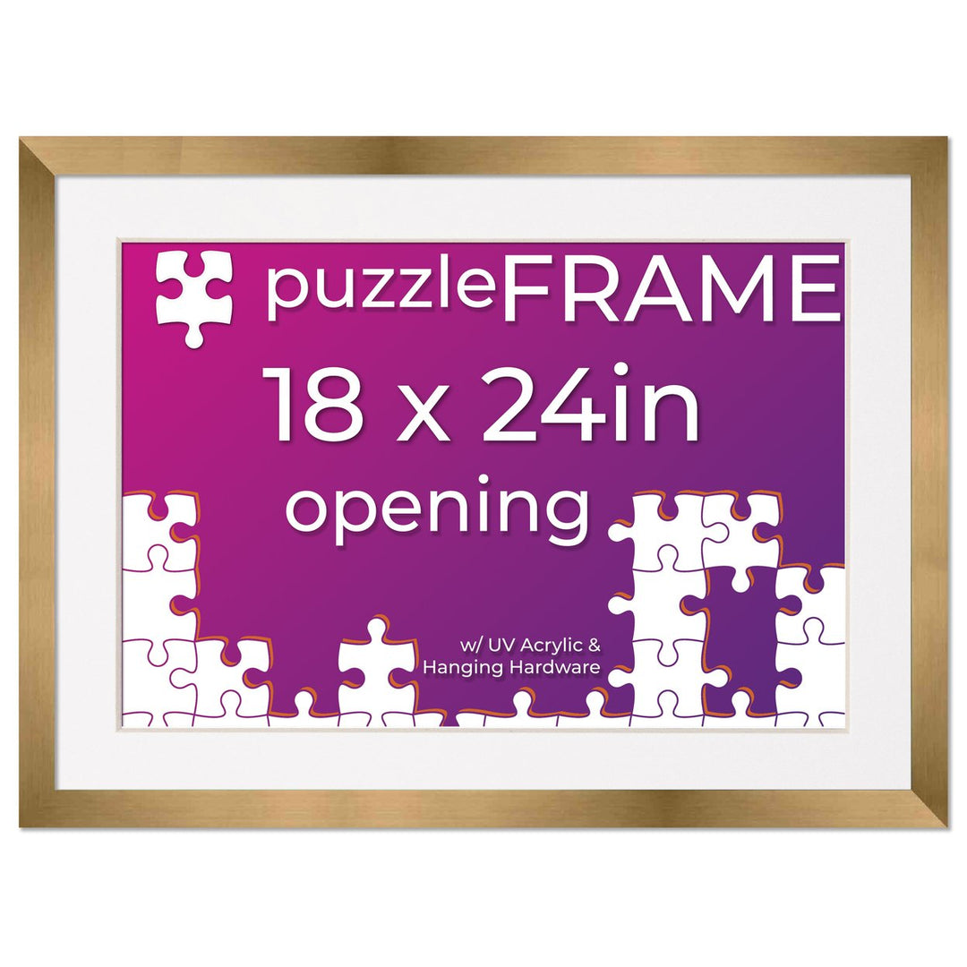 Bronze Wood Puzzle Frame Kit with Glue Sheets, White Mat, Backing, UV Acrylic - Available in 20 Popular Sizes Image 7