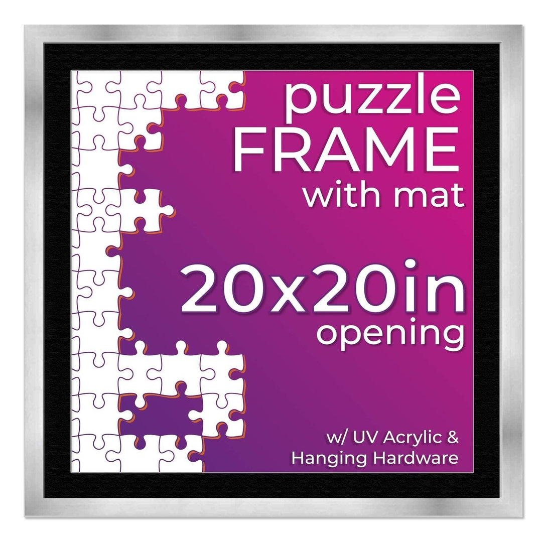 Silver Wood Puzzle Frame Kit with Glue Sheets, Black Mat, Backing, UV Acrylic - Available in 20 Popular Sizes Image 11