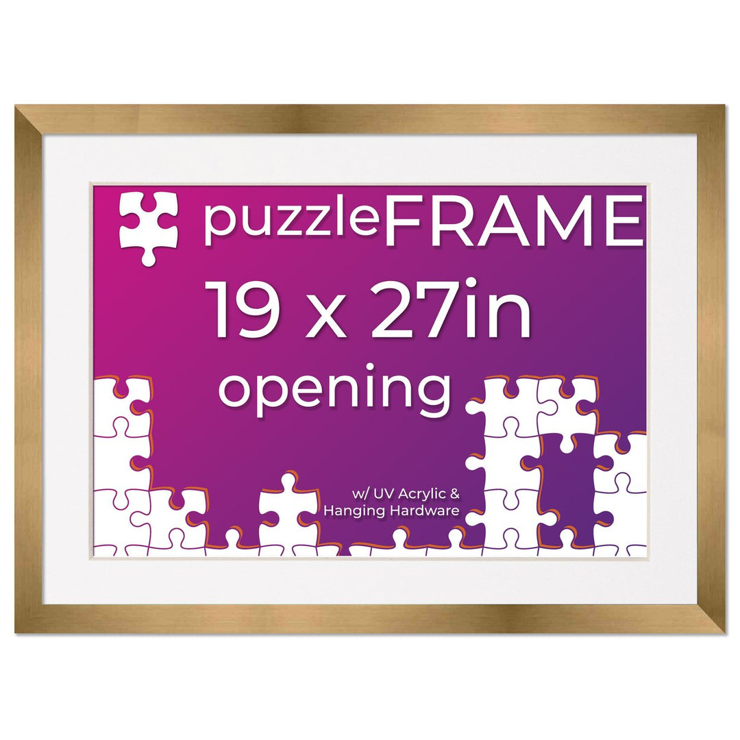 Bronze Wood Puzzle Frame Kit with Glue Sheets, White Mat, Backing, UV Acrylic - Available in 20 Popular Sizes Image 9