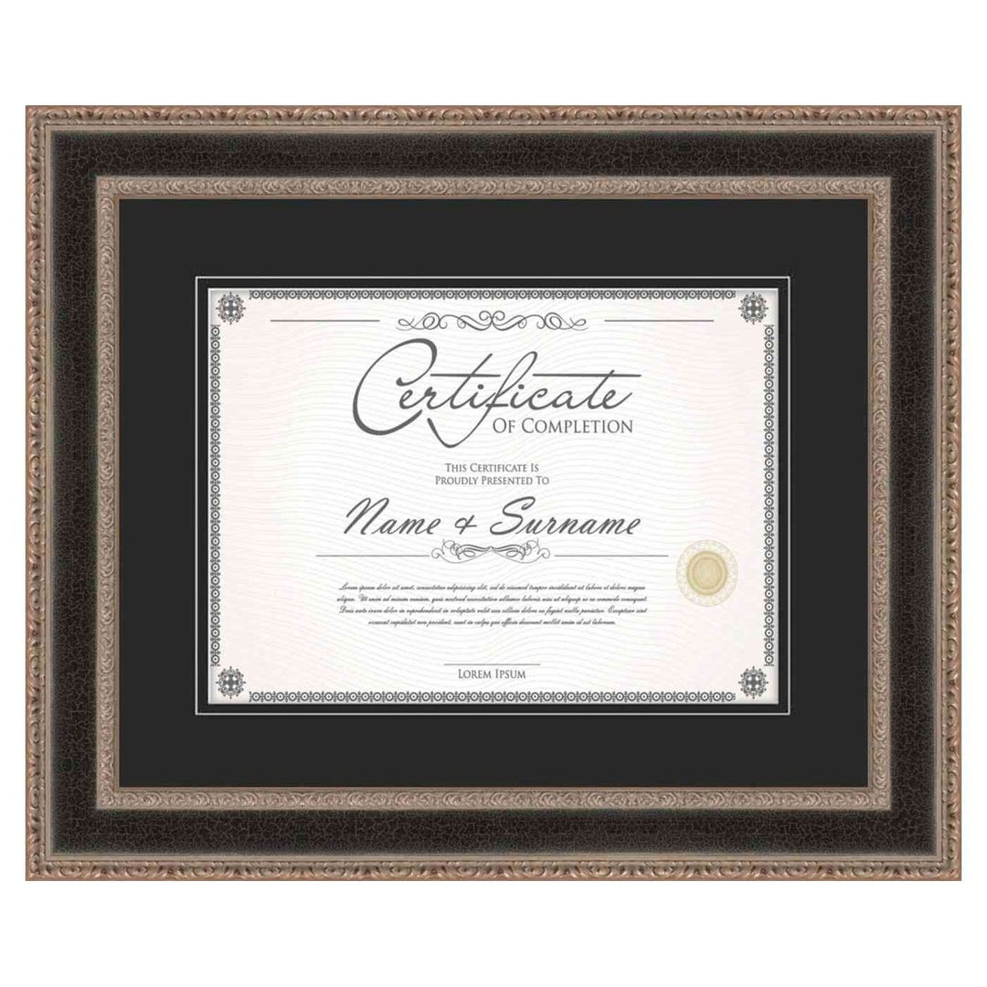 Silver Diploma Frame for Certificate, Acid-Free Black Mat, UV Acrylic, Backing, and Hanging Hardware, 8 Sizes Available Image 1