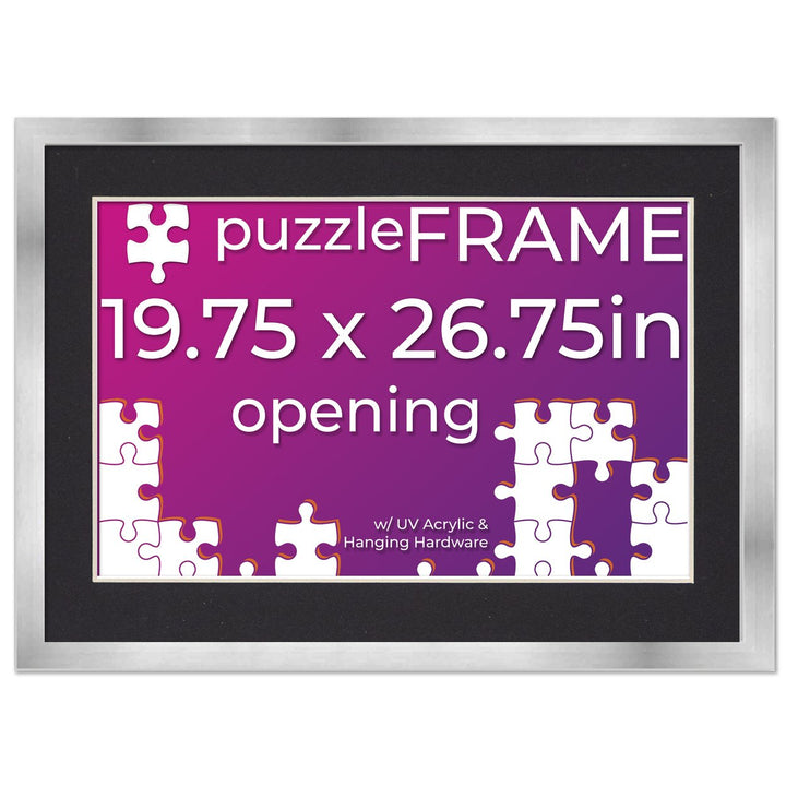 Silver Wood Puzzle Frame Kit with Glue Sheets, Black Mat, Backing, UV Acrylic - Available in 20 Popular Sizes Image 12