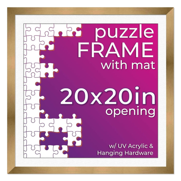 Bronze Wood Puzzle Frame Kit with Glue Sheets, White Mat, Backing, UV Acrylic - Available in 20 Popular Sizes Image 11