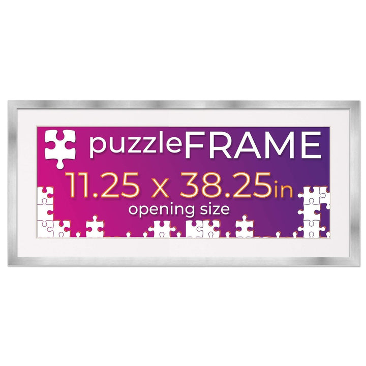 Silver Wood Puzzle Frame Kit with Glue Sheets, White Mat, Backing, UV Acrylic - Available in 20 Popular Sizes Image 2