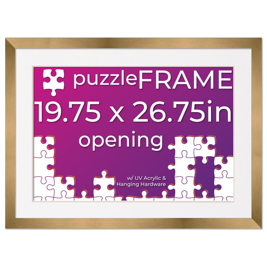 Bronze Wood Puzzle Frame Kit with Glue Sheets, White Mat, Backing, UV Acrylic - Available in 20 Popular Sizes Image 12