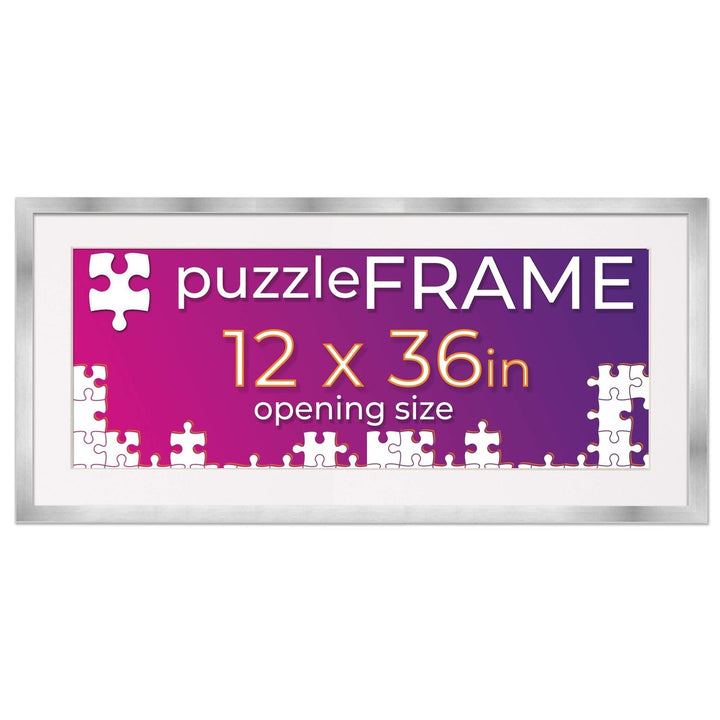 Silver Wood Puzzle Frame Kit with Glue Sheets, White Mat, Backing, UV Acrylic - Available in 20 Popular Sizes Image 3