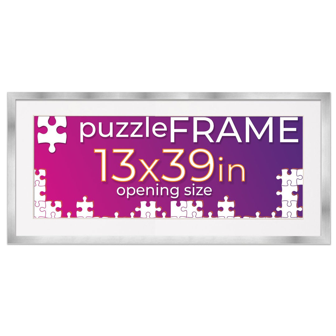 Silver Wood Puzzle Frame Kit with Glue Sheets, White Mat, Backing, UV Acrylic - Available in 20 Popular Sizes Image 4