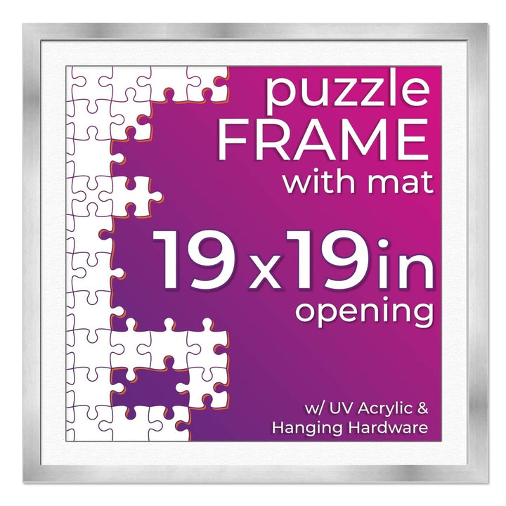 Silver Wood Puzzle Frame Kit with Glue Sheets, White Mat, Backing, UV Acrylic - Available in 20 Popular Sizes Image 8