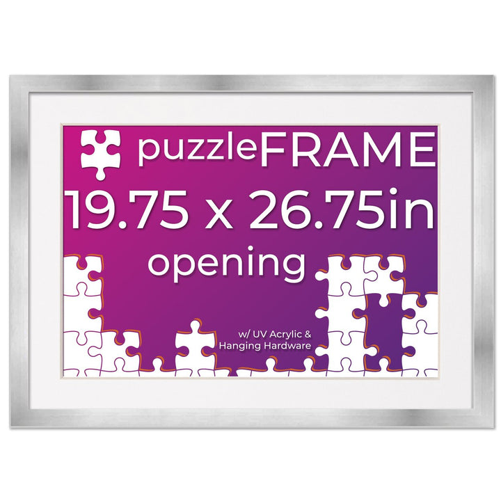 Silver Wood Puzzle Frame Kit with Glue Sheets, White Mat, Backing, UV Acrylic - Available in 20 Popular Sizes Image 12