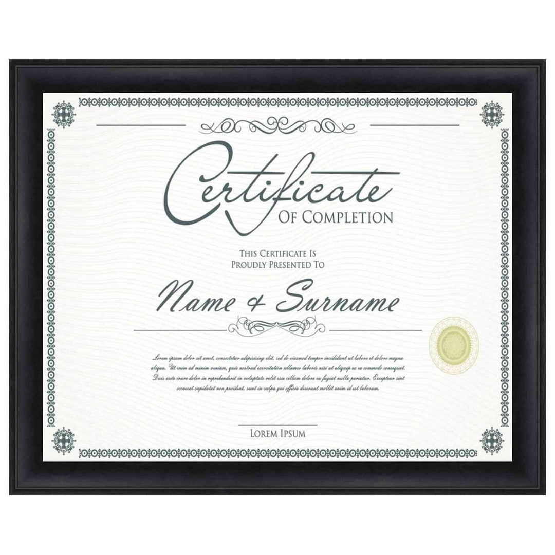 Modern Black Diploma Frame for Certificate, Acid-Free White Mat, UV Acrylic, Backing, and Hanging Hardware, 8 Sizes Image 3