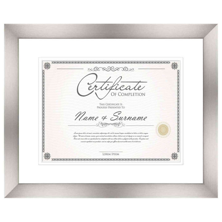 Pewter Diploma Frame for Certificate, Acid-Free White Mat, UV Acrylic, Backing, and Hanging Hardware, 8 Sizes Available Image 7