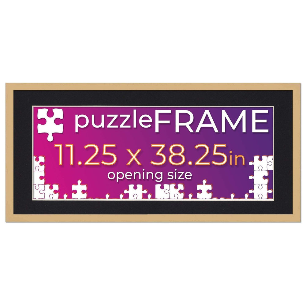 Natural Wood Puzzle Frame Kit with Glue Sheets, Black Mat, Backing, UV Acrylic - Available in 20 Popular Sizes Image 2