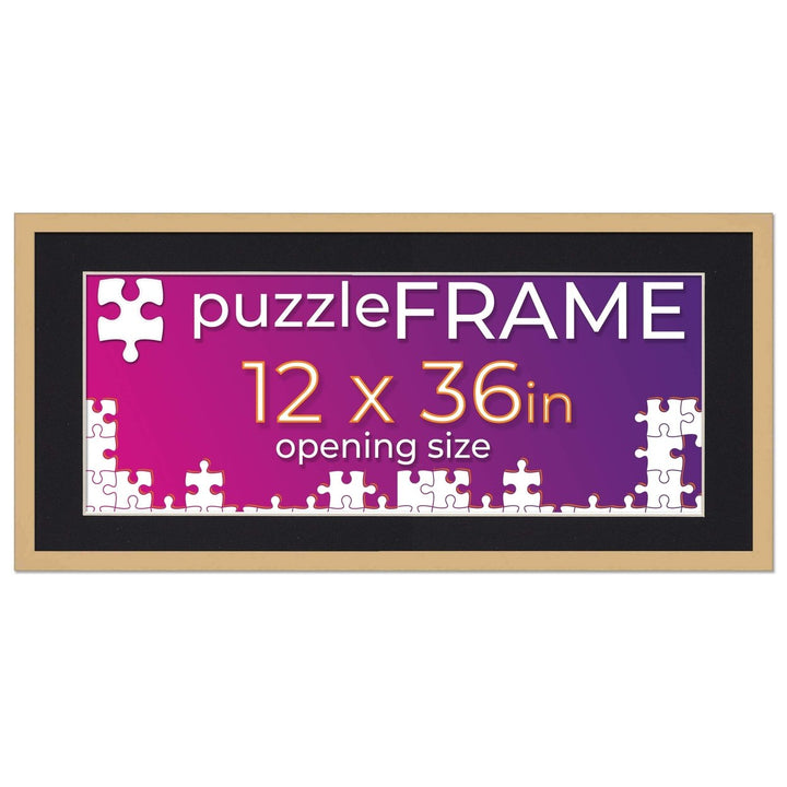 Natural Wood Puzzle Frame Kit with Glue Sheets, Black Mat, Backing, UV Acrylic - Available in 20 Popular Sizes Image 3