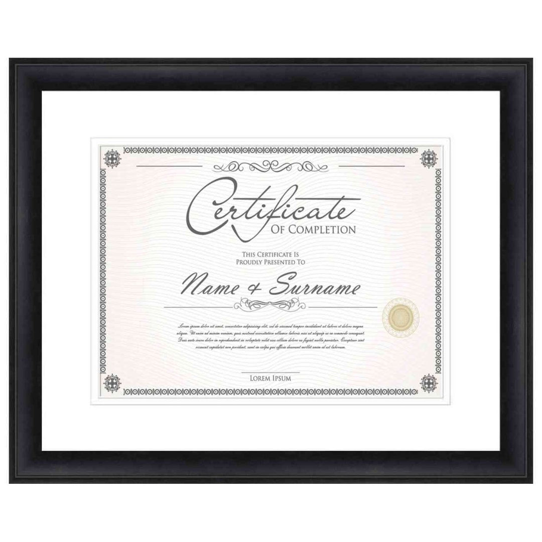 Modern Black Diploma Frame for Certificate, Acid-Free White Mat, UV Acrylic, Backing, and Hanging Hardware, 8 Sizes Image 7