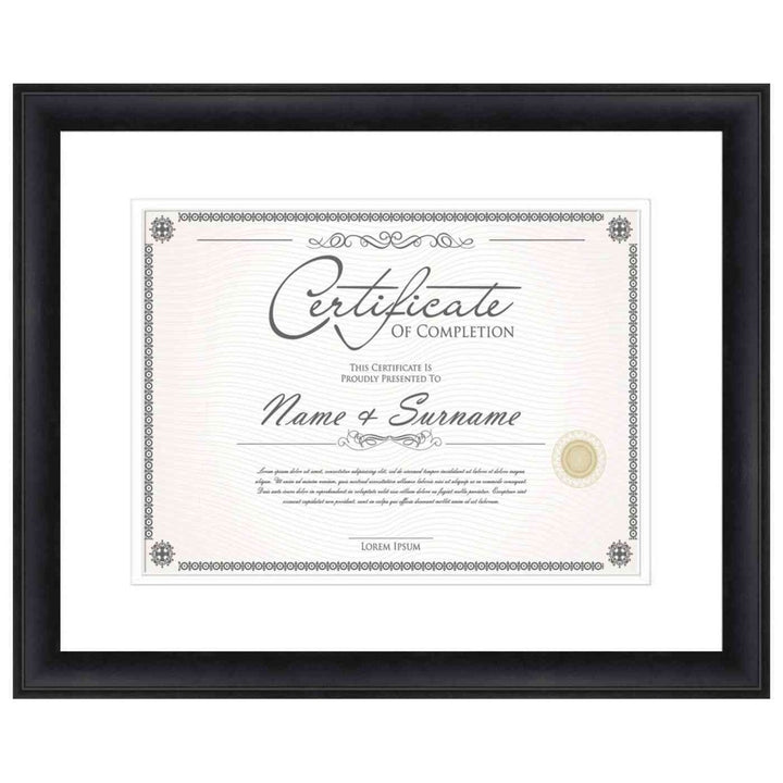 Modern Black Diploma Frame for Certificate, Acid-Free White Mat, UV Acrylic, Backing, and Hanging Hardware, 8 Sizes Image 7