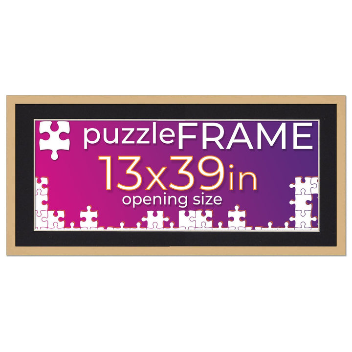 Natural Wood Puzzle Frame Kit with Glue Sheets, Black Mat, Backing, UV Acrylic - Available in 20 Popular Sizes Image 4