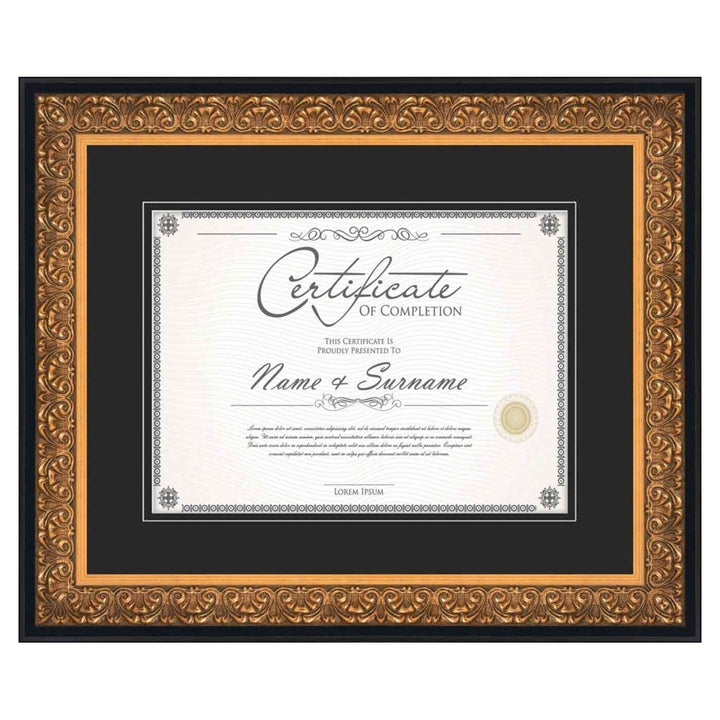 Gold Diploma Frame for Certificate, Acid-Free Black Mat, UV Acrylic, Backing, and Hanging Hardware, 8 Sizes Available Image 7