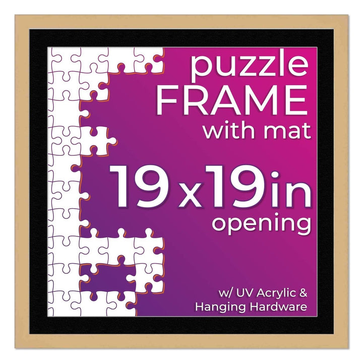 Natural Wood Puzzle Frame Kit with Glue Sheets, Black Mat, Backing, UV Acrylic - Available in 20 Popular Sizes Image 8