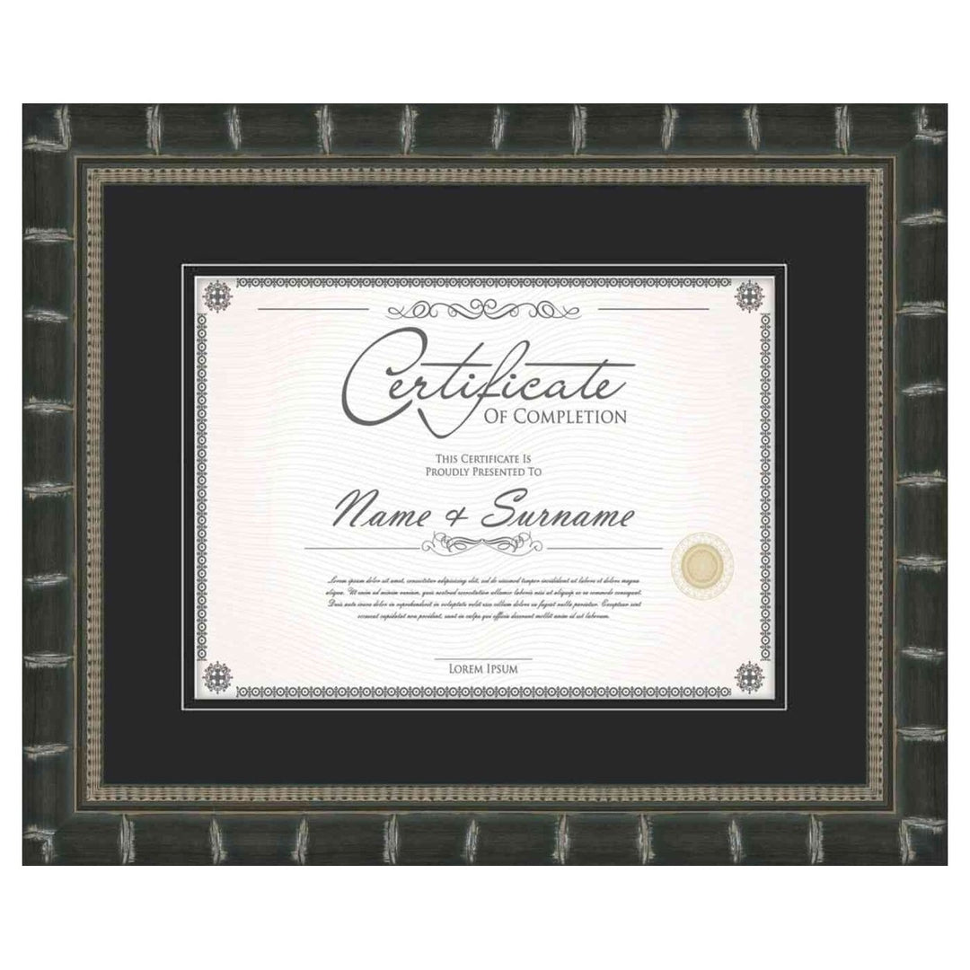 Black Diploma Frame for Certificate, Acid-Free Black Mat, UV Acrylic, Backing, and Hanging Hardware, 8 Sizes Available Image 1