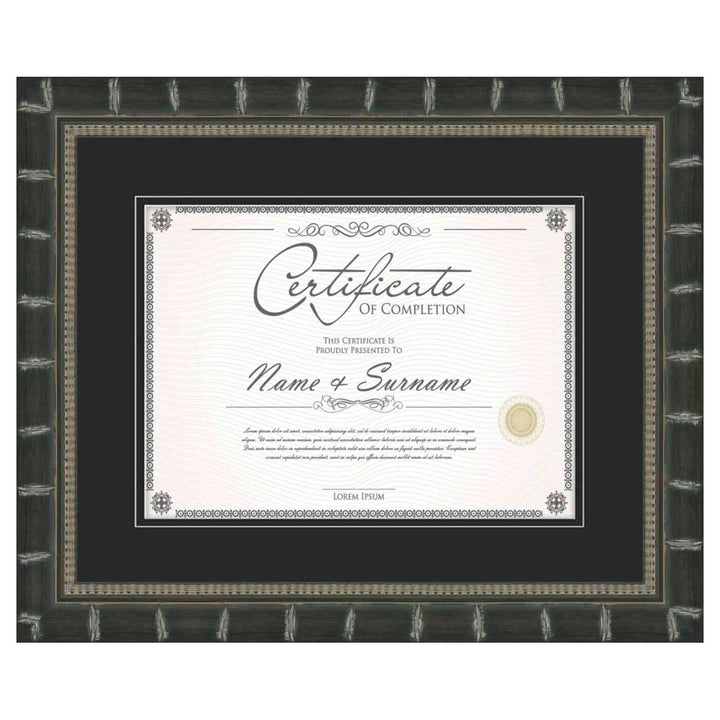 Black Diploma Frame for Certificate, Acid-Free Black Mat, UV Acrylic, Backing, and Hanging Hardware, 8 Sizes Available Image 1